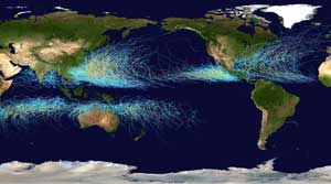 Global tropical cyclone tracts | NASA